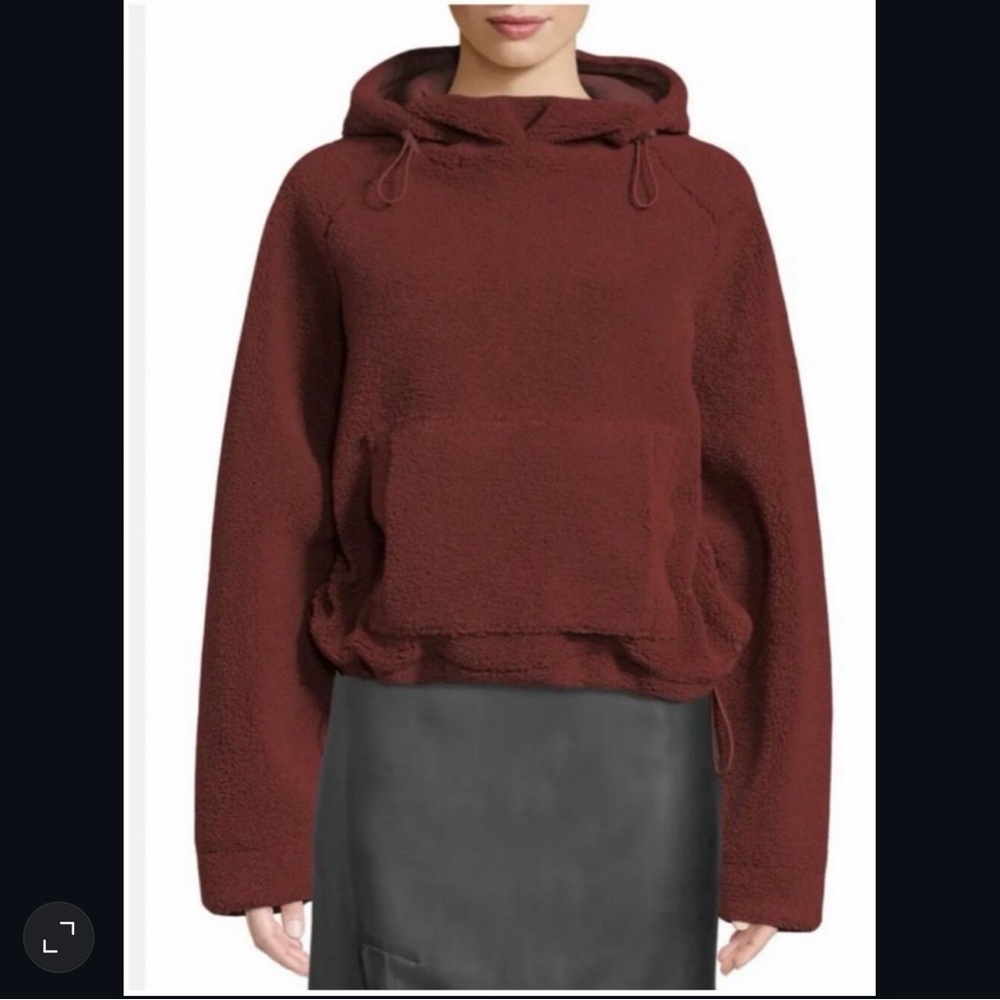 VINCE Cozy Pile Fleece Pullover Hoodie Anise Red Womens Small